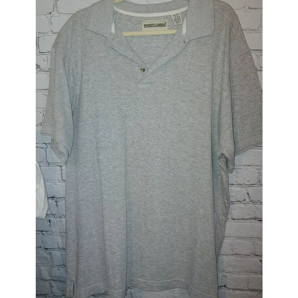 Pride's Landing VINTAGE Men's Size 42/44 Large Grey Short Sleeve Polo Shirt.